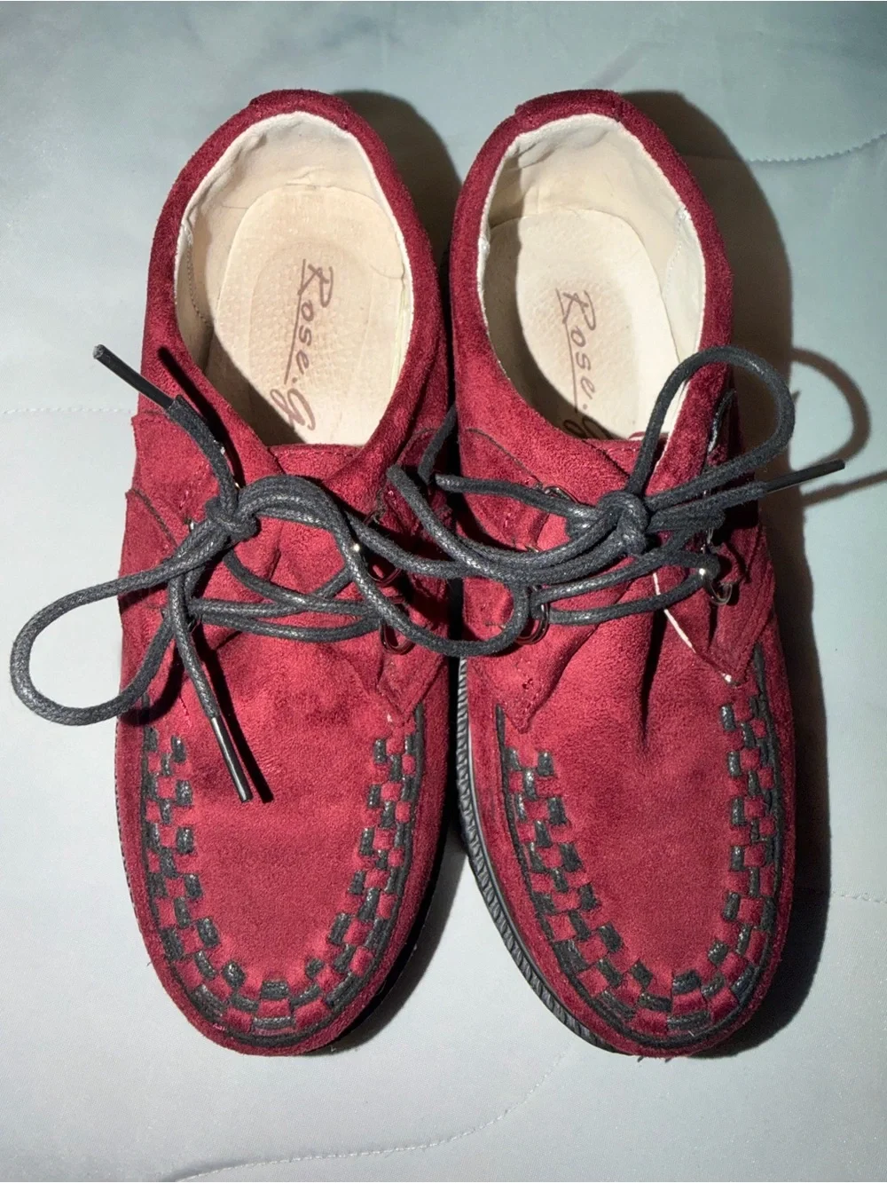 Rosebud Burgundy Suede Platform Creeper Shoes